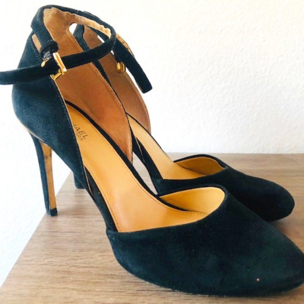 Michael Kors black suede heels Sz 6.5M
